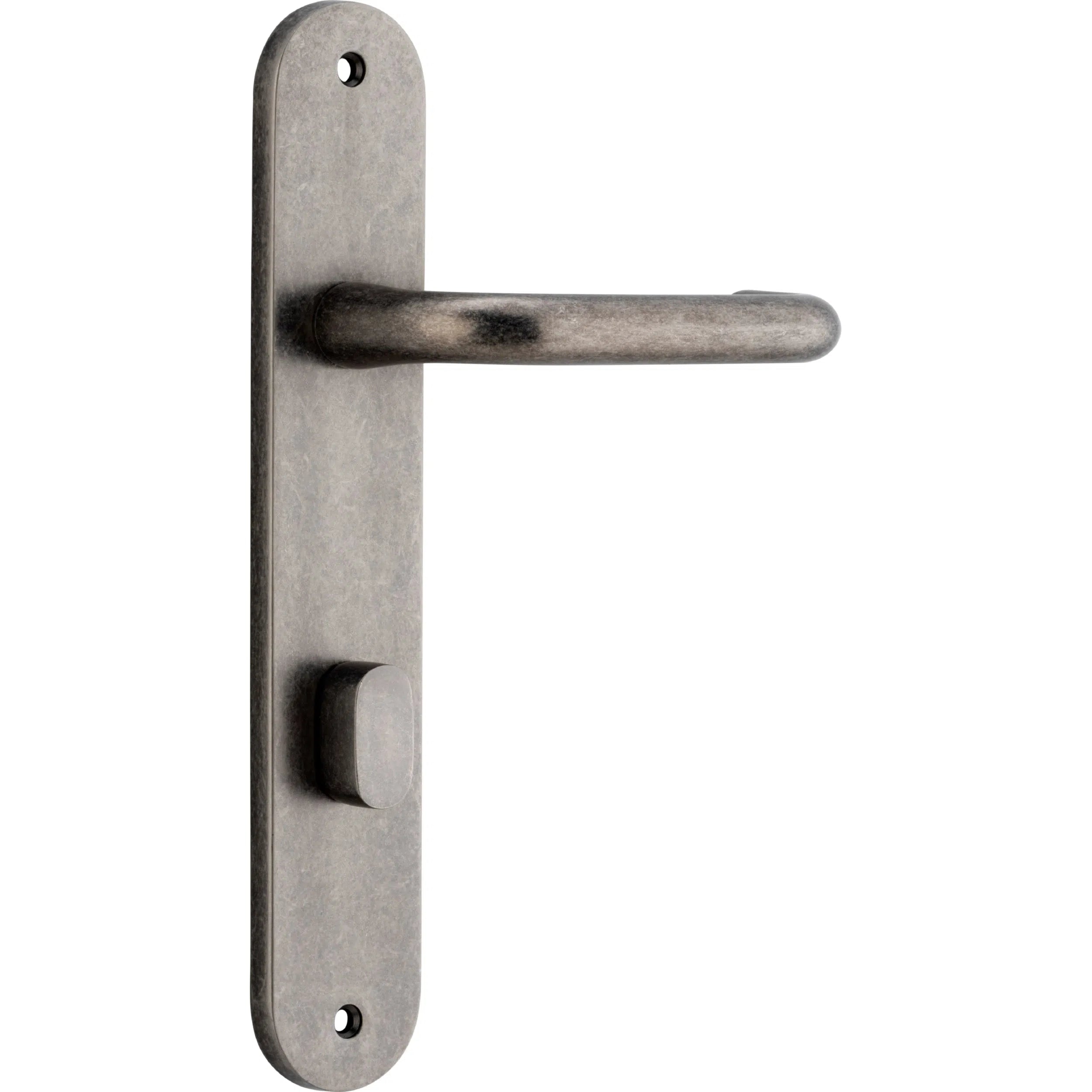 Iver Door Handle Oslo Oval Privacy Pair Distressed Nickel