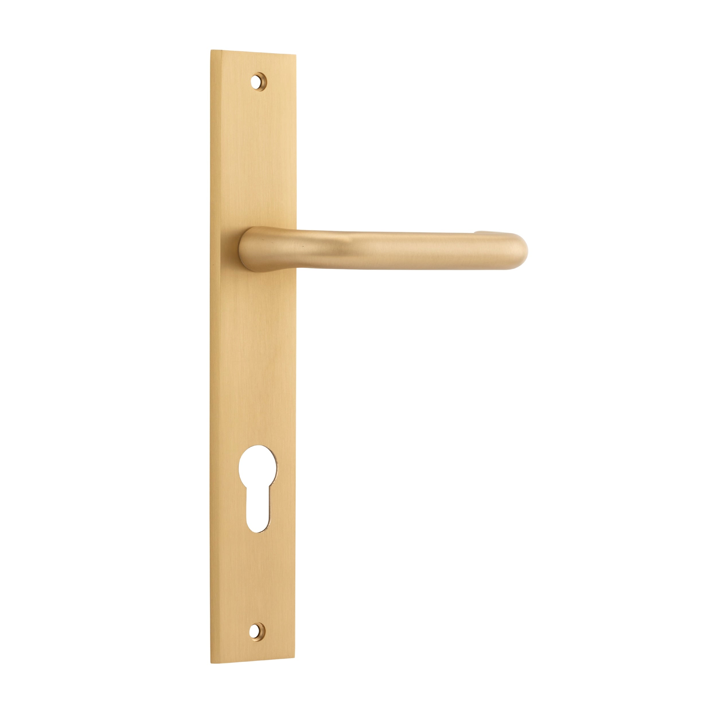 Iver Door Handle Oslo Rectangular Euro Pair Brushed Brass