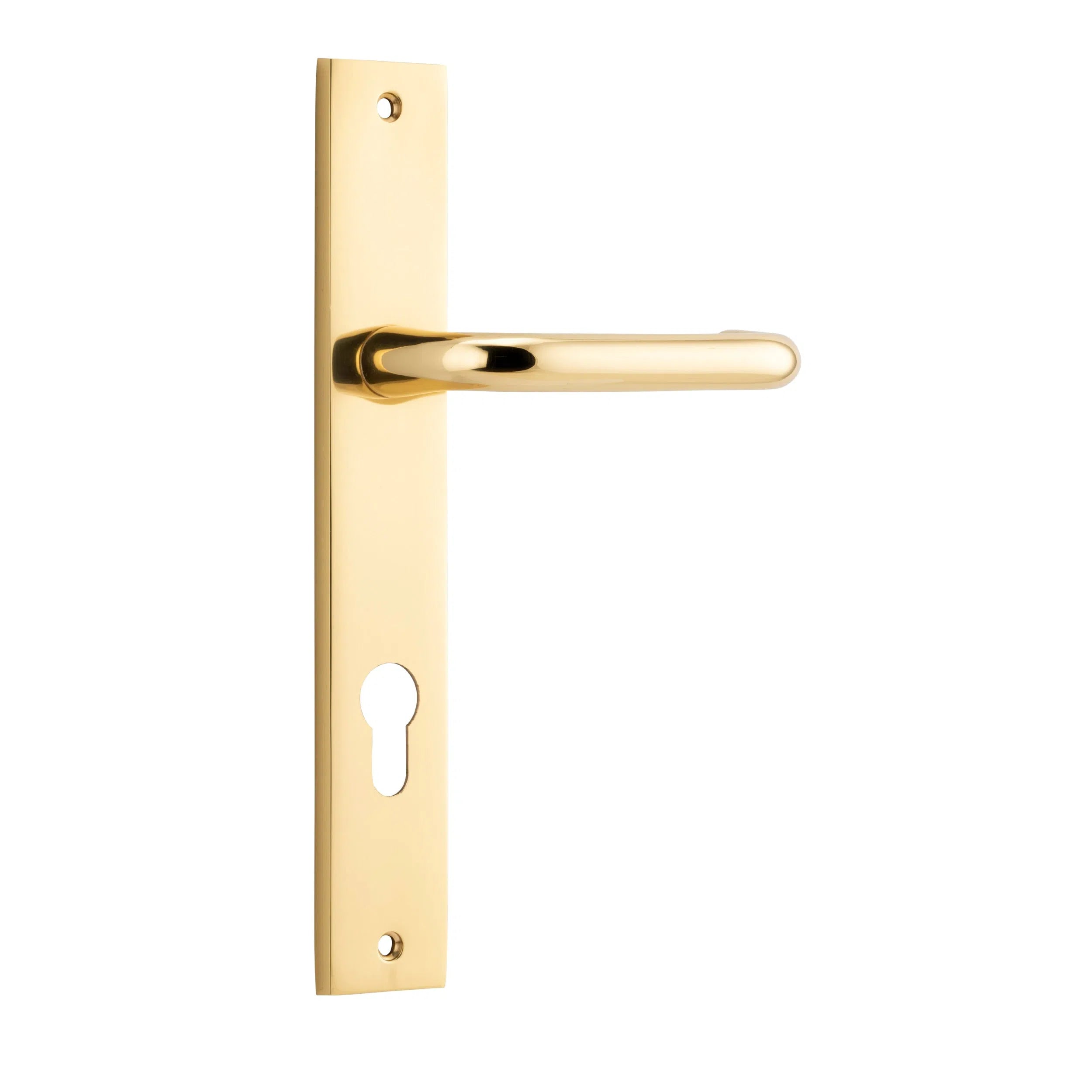 Iver Door Handle Oslo Rectangular Euro Pair Polished Brass