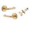 Iver Door Handle Oslo Round Rose Inbuilt Privacy Pair Kit Brushed Brass