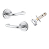 Iver Door Handle Oslo Round Rose Inbuilt Privacy Pair Kit Brushed Chrome