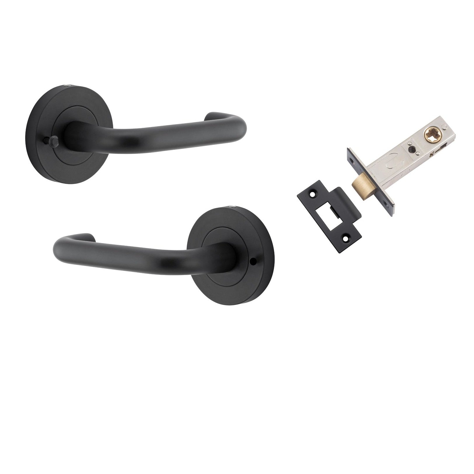 Iver Door Handle Oslo Round Rose Inbuilt Privacy Pair Kit Matt Black