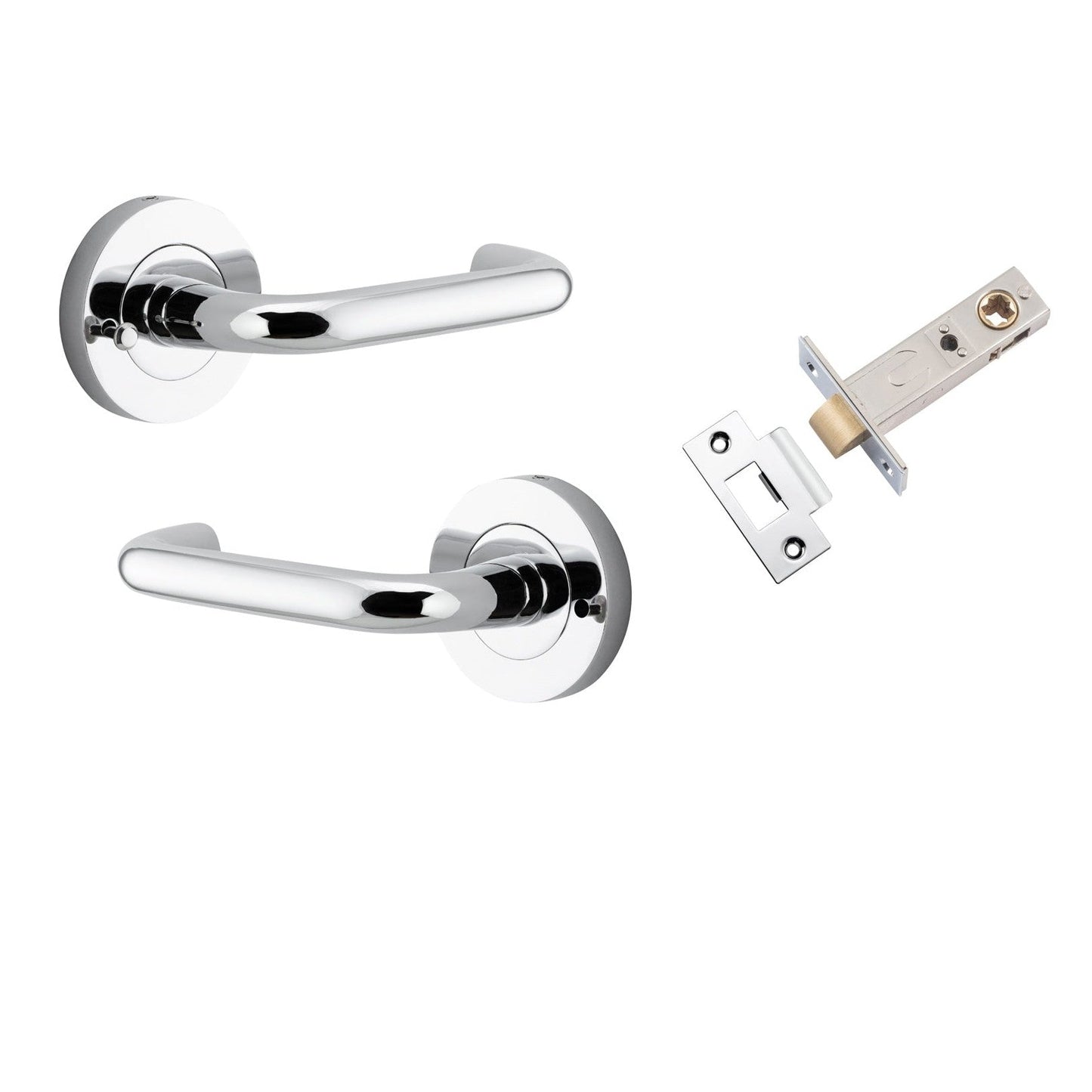 Iver Door Handle Oslo Round Rose Inbuilt Privacy Pair Kit Polished Chrome