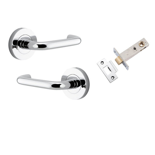 Iver Door Handle Oslo Round Rose Inbuilt Privacy Pair Kit Polished Chrome