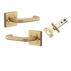 Iver Door Handle Oslo Square Rose Inbuilt Privacy Pair Kit Brushed Brass