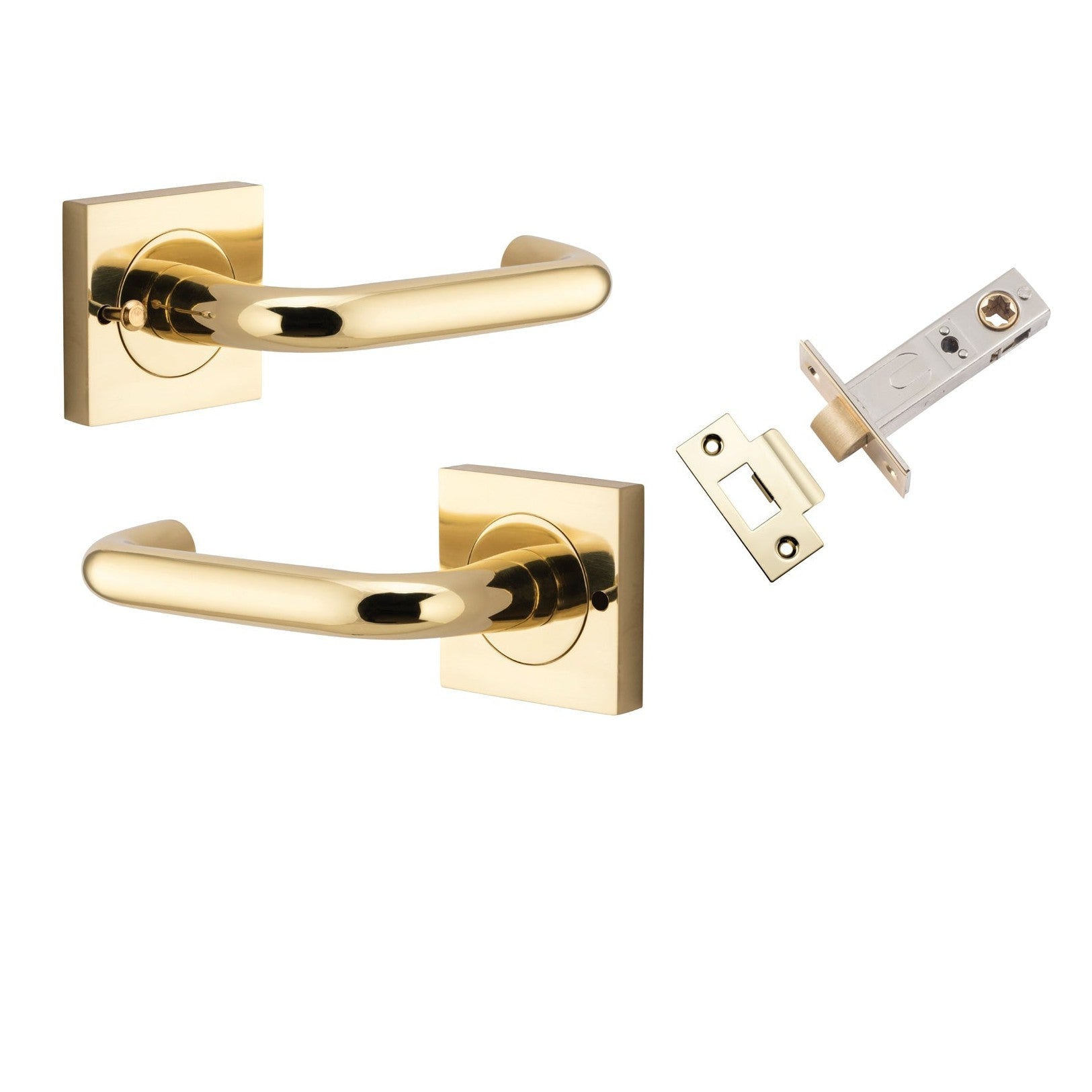 Iver Door Handle Oslo Square Rose Inbuilt Privacy Pair Kit Polished Brass