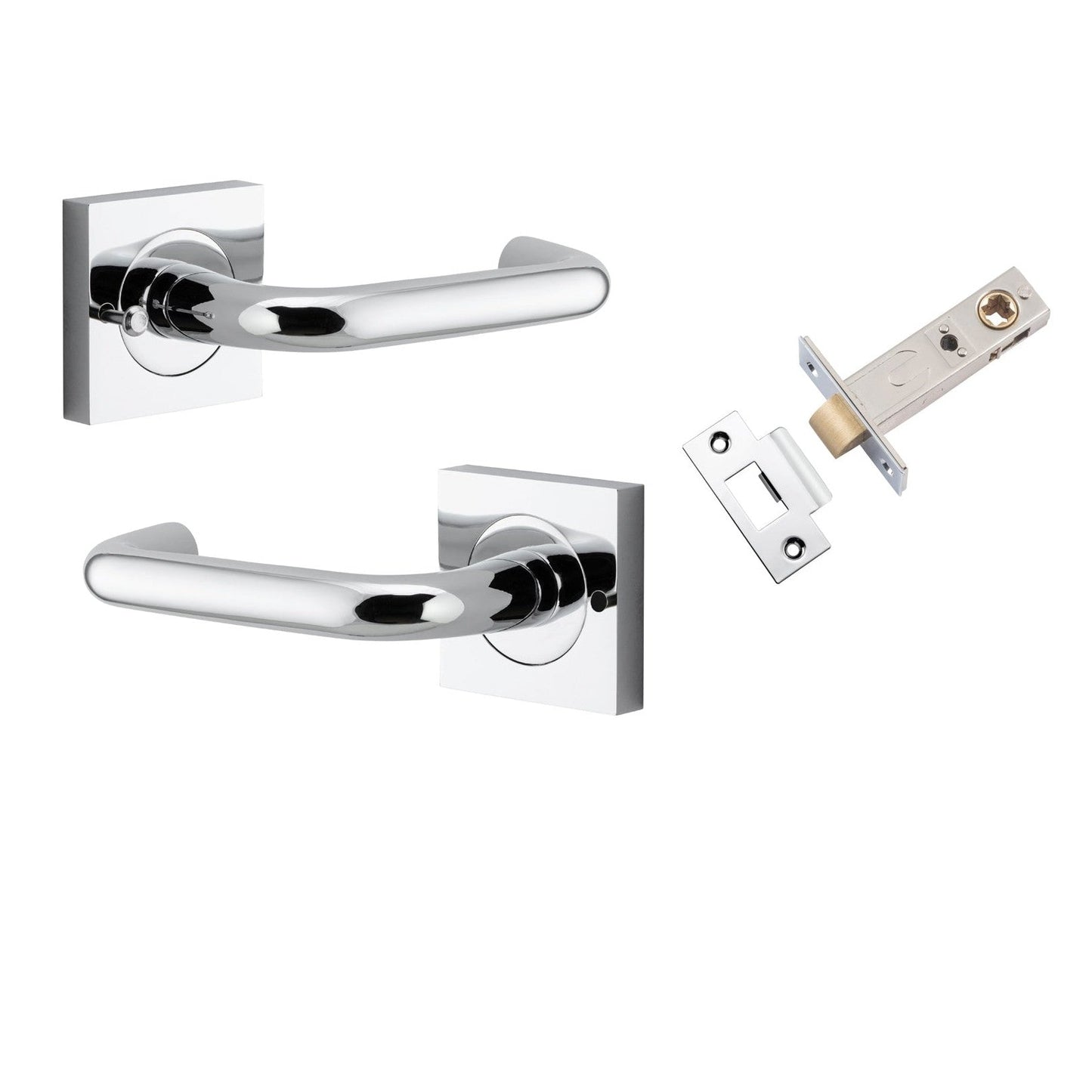 Iver Door Handle Oslo Square Rose Inbuilt Privacy Pair Kit Polished Chrome