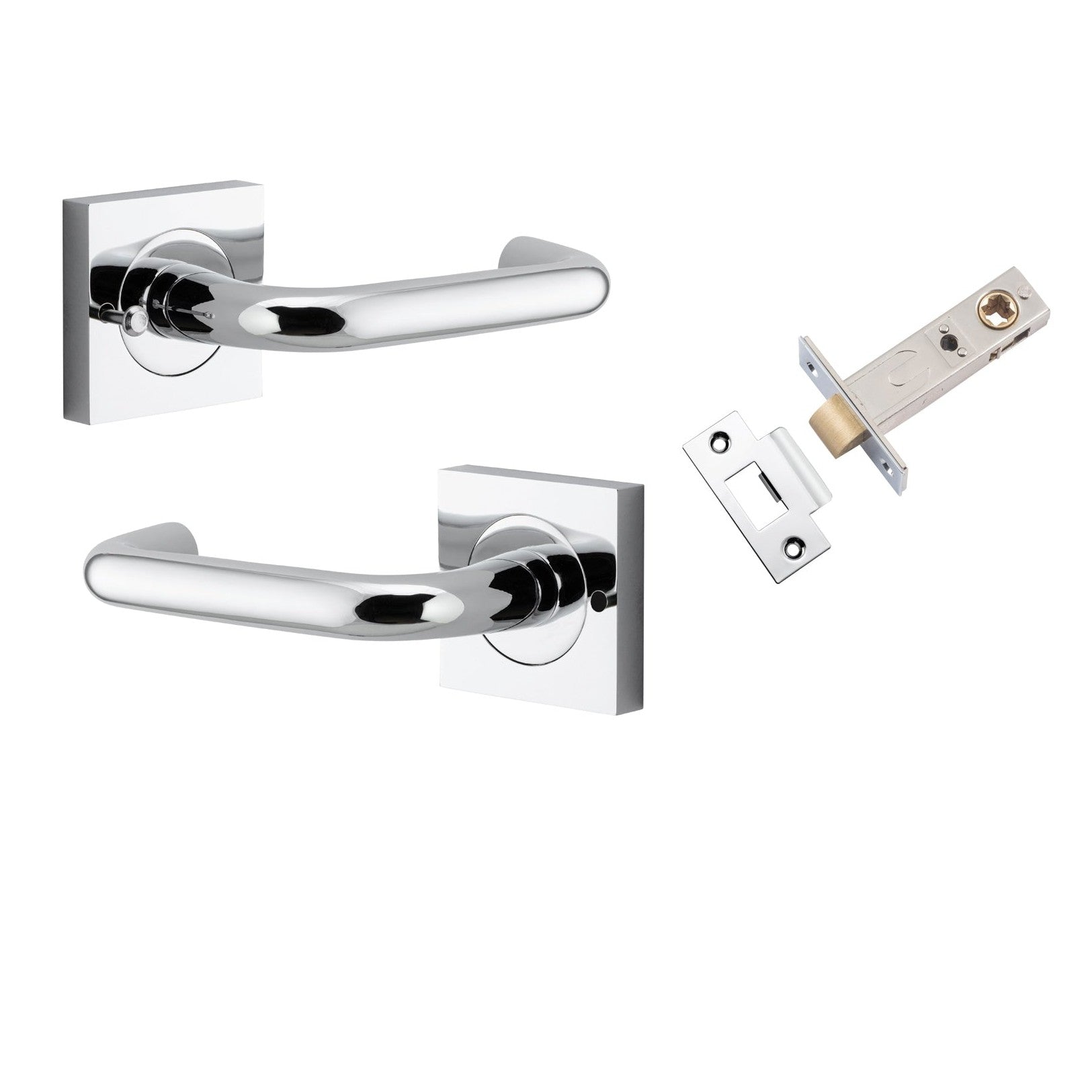 Iver Door Handle Oslo Square Rose Inbuilt Privacy Pair Kit Polished Chrome