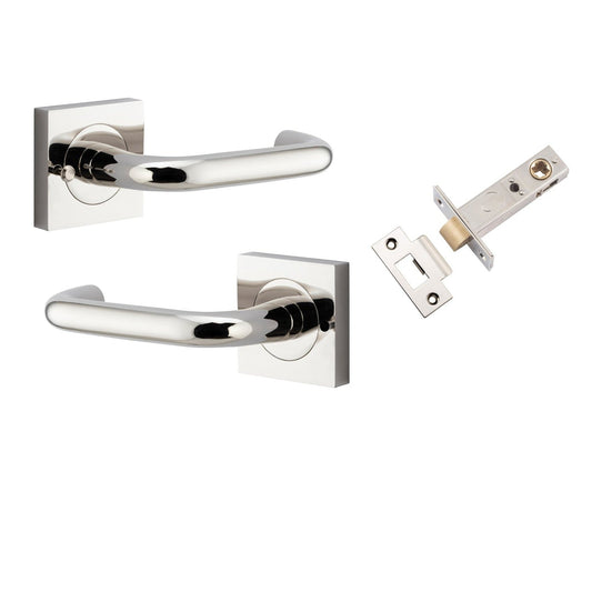 Iver Door Handle Oslo Square Rose Inbuilt Privacy Pair Kit Polished Nickel