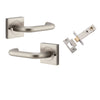 Iver Door Handle Oslo Square Rose Inbuilt Privacy Pair Kit Satin Nickel