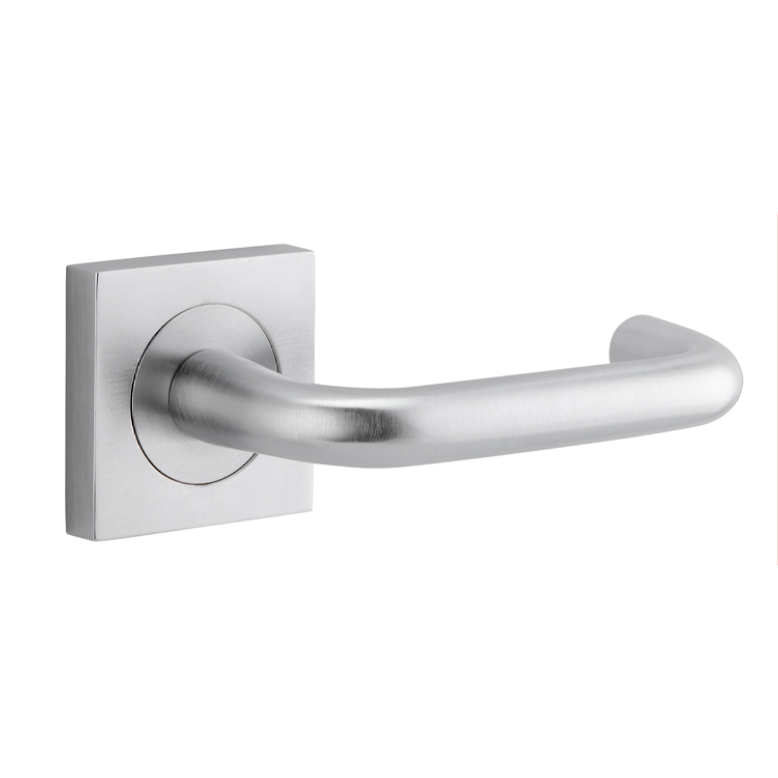 Iver Door Handle Oslo Square Rose Pair Brushed Chrome