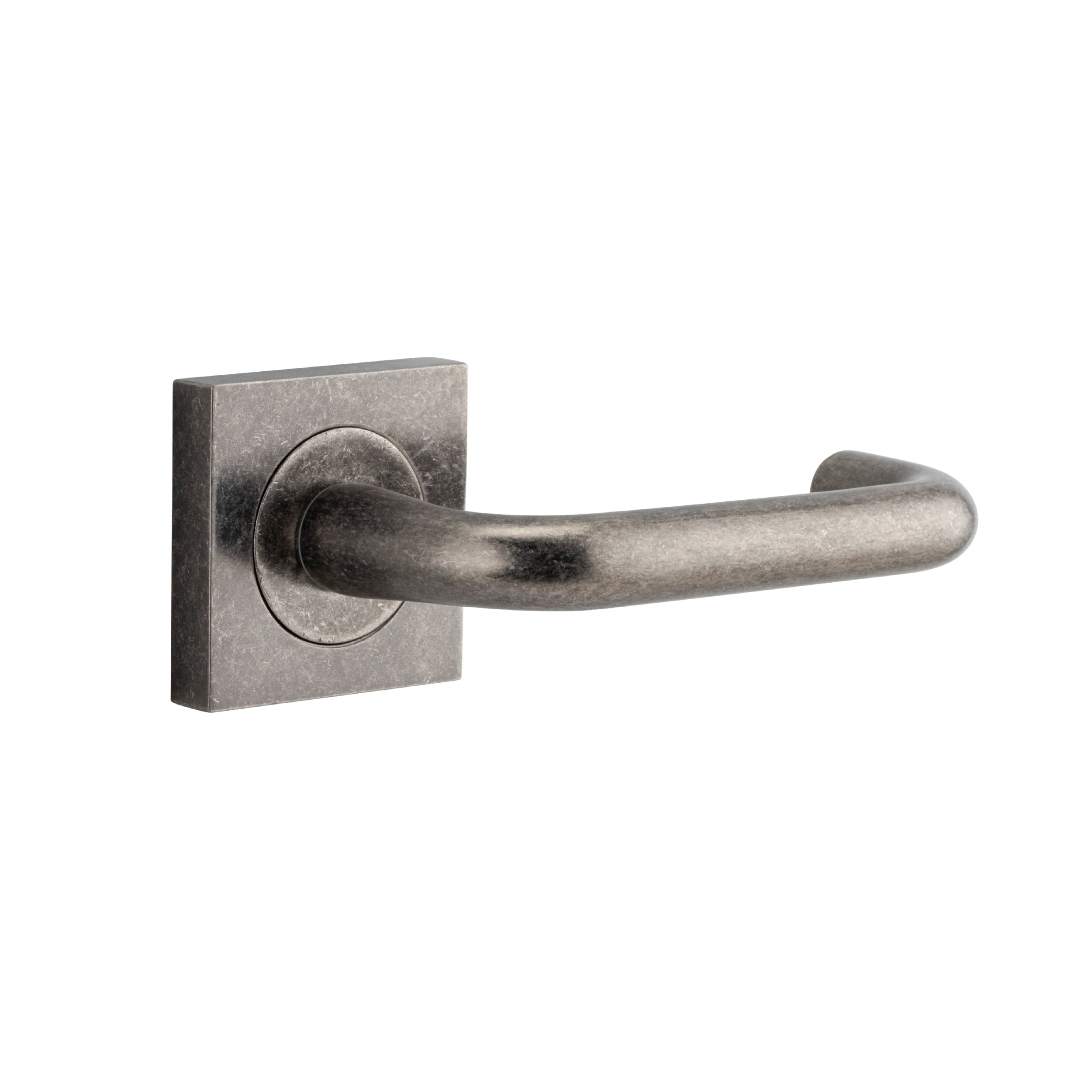 Iver Door Handle Oslo Square Rose Pair Distressed Nickel