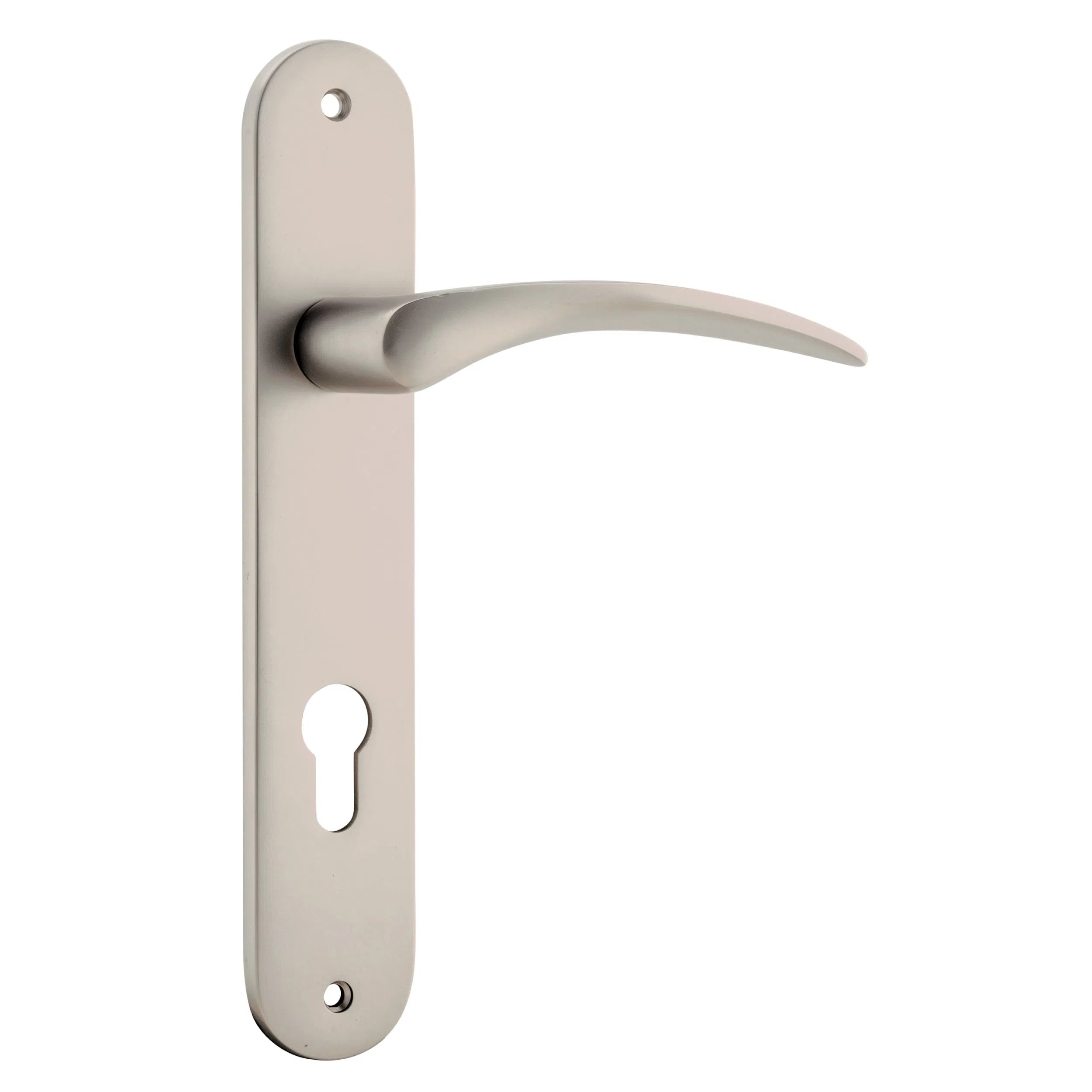 Iver Door Handle Oxford Oval Euro Pair Satin Nickel