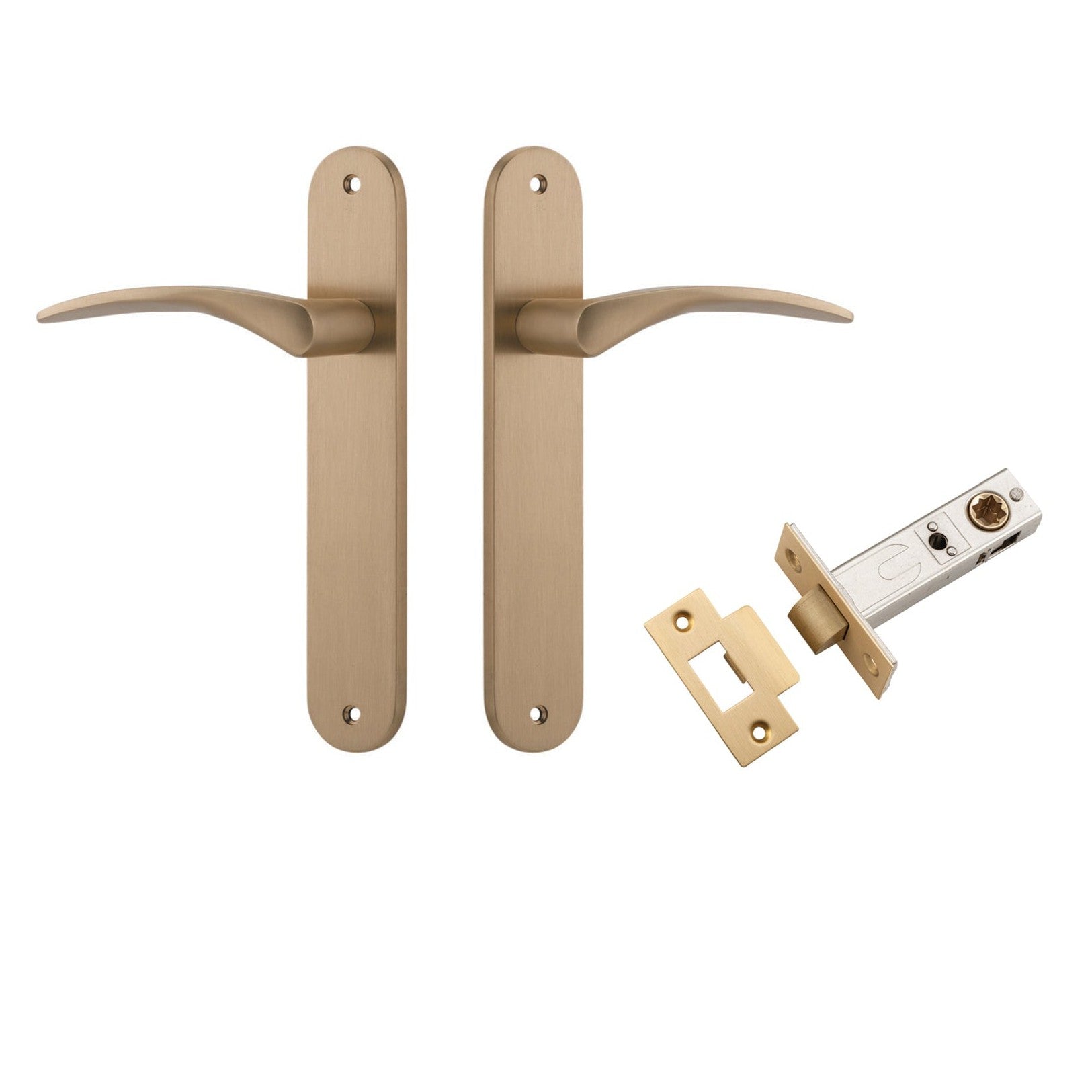 Iver Door Handle Oxford Oval Latch Brushed Brass Passage Kit