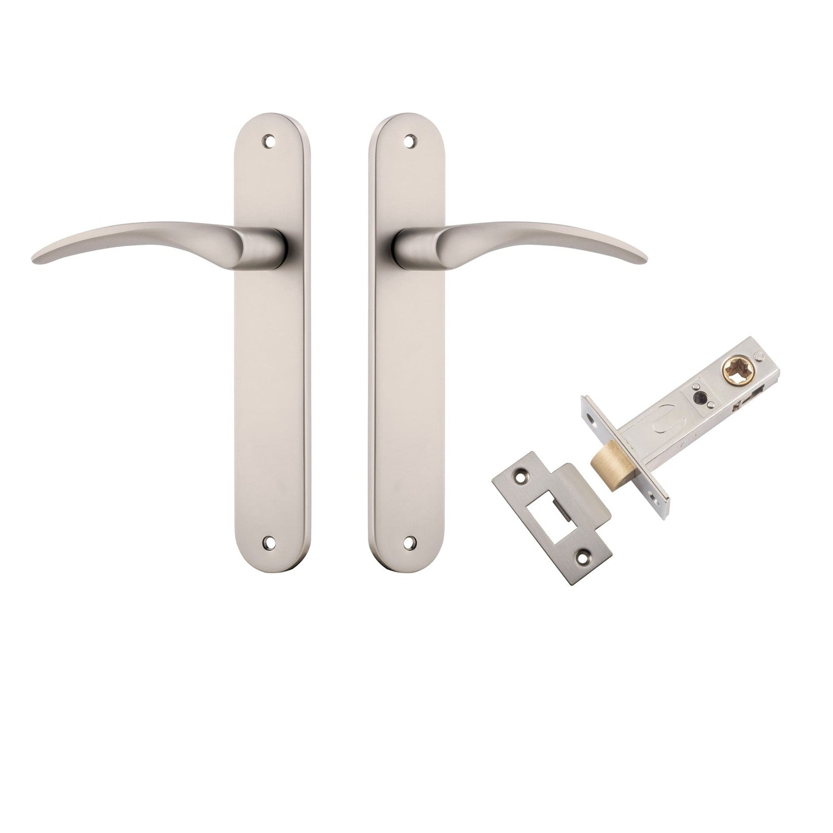 Iver Door Handle Oxford Oval Latch Satin Nickel Passage Kit