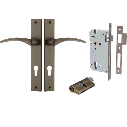Iver Door Handle Oxford Rectangular Euro Key/Key Signature Brass Entrance Kit