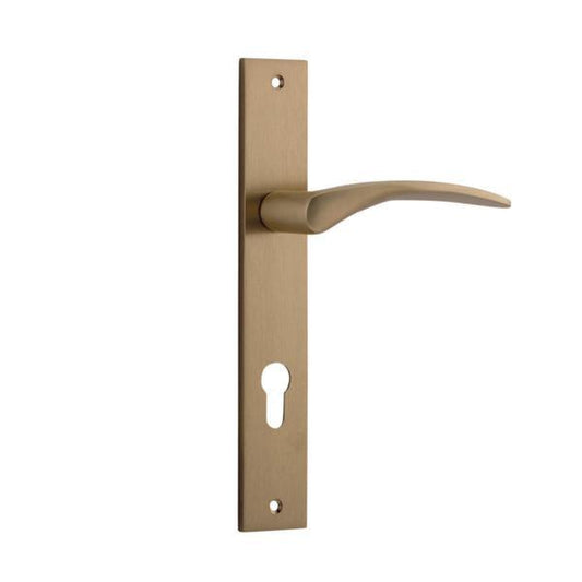 Iver Door Handle Oxford Rectangular Euro Pair Brushed Brass