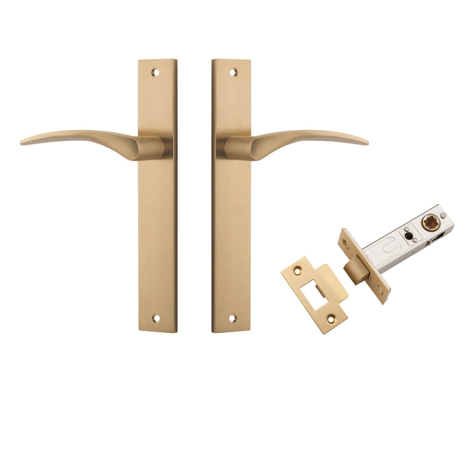 Iver Door Handle Oxford Rectangular Latch Brushed Brass Passage Kit