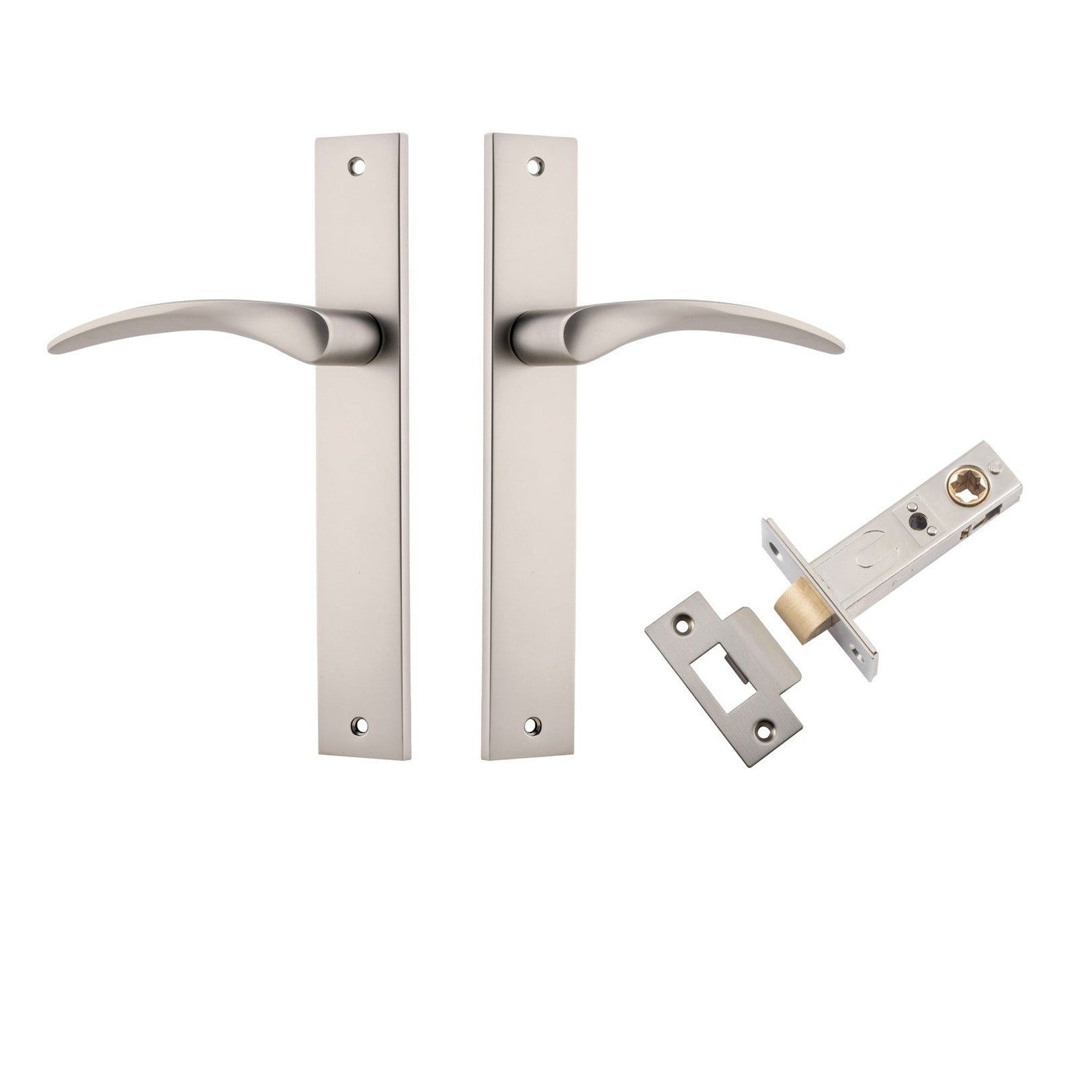 Iver Door Handle Oxford Rectangular Latch Satin Nickel Passage Kit