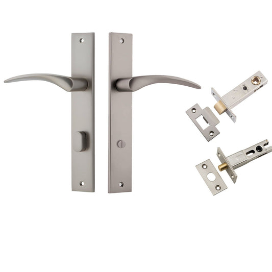 Iver Door Handle Oxford Rectangular Privacy Satin Nickel Inbuilt Privacy Kit