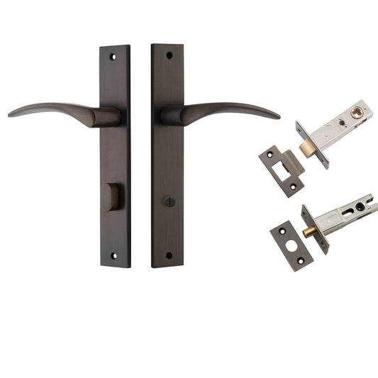 Iver Door Handle Oxford Rectangular Privacy Signature Brass Inbuilt Privacy Kit