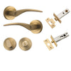 Iver Door Handle Oxford Round Rose Pair Brushed Brass Privacy Kit