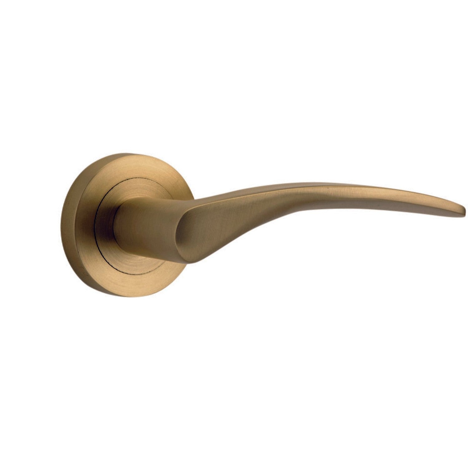 Iver Door Handle Oxford Round Rose Pair Brushed Brass