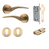 Iver Door Handle Oxford Round Rose Pair Key/Key Brushed Brass Entrance Kit