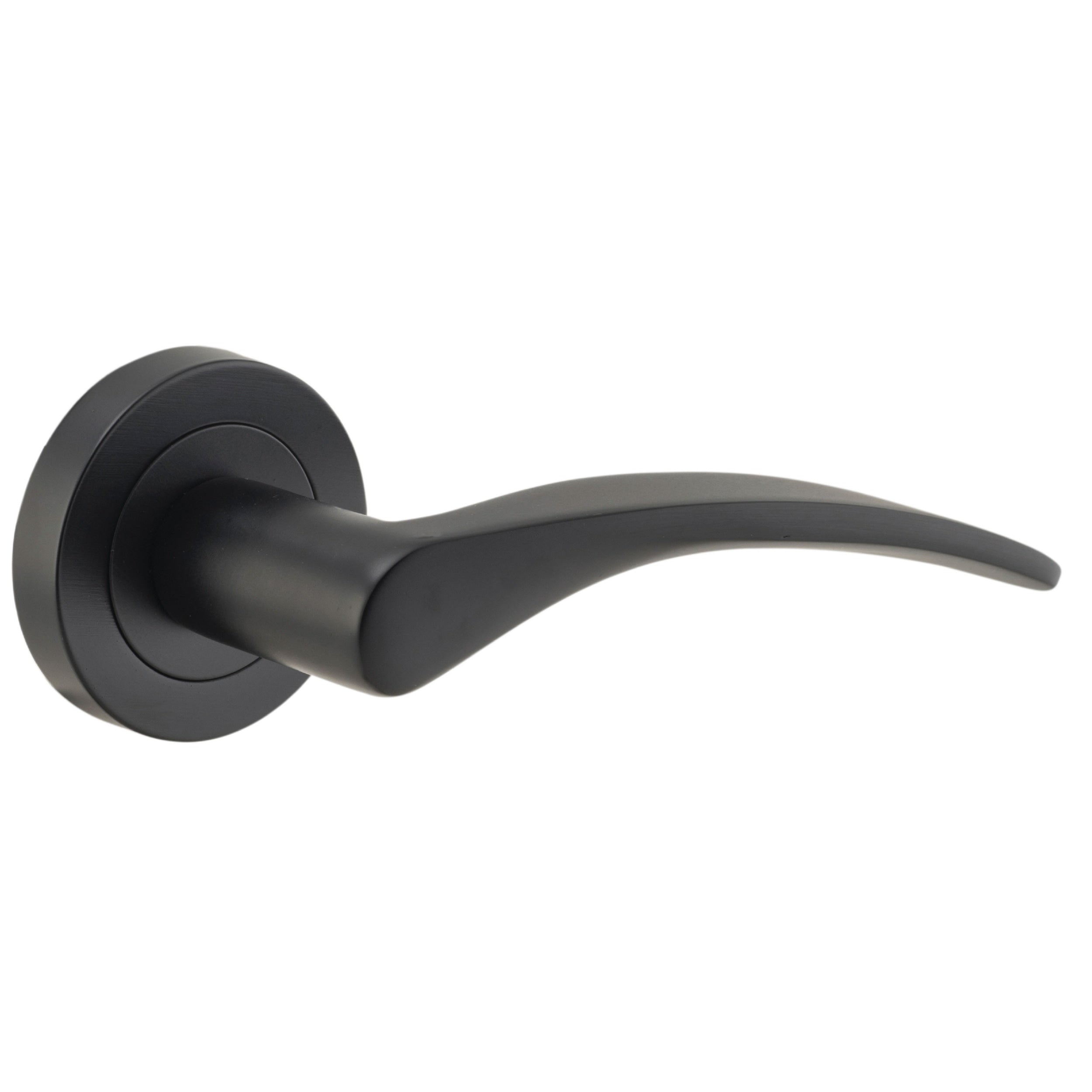 Iver Door Handle Oxford Round Rose Pair Matt Black