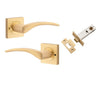 Iver Door Handle Oxford Square Rose Inbuilt Privacy Pair Kit Brushed Brass