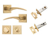 Iver Door Handle Oxford Square Rose Pair Brushed Brass Privacy Kit