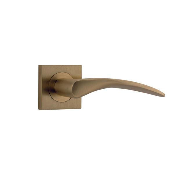 Iver Door Handle Oxford Square Rose Pair Brushed Brass