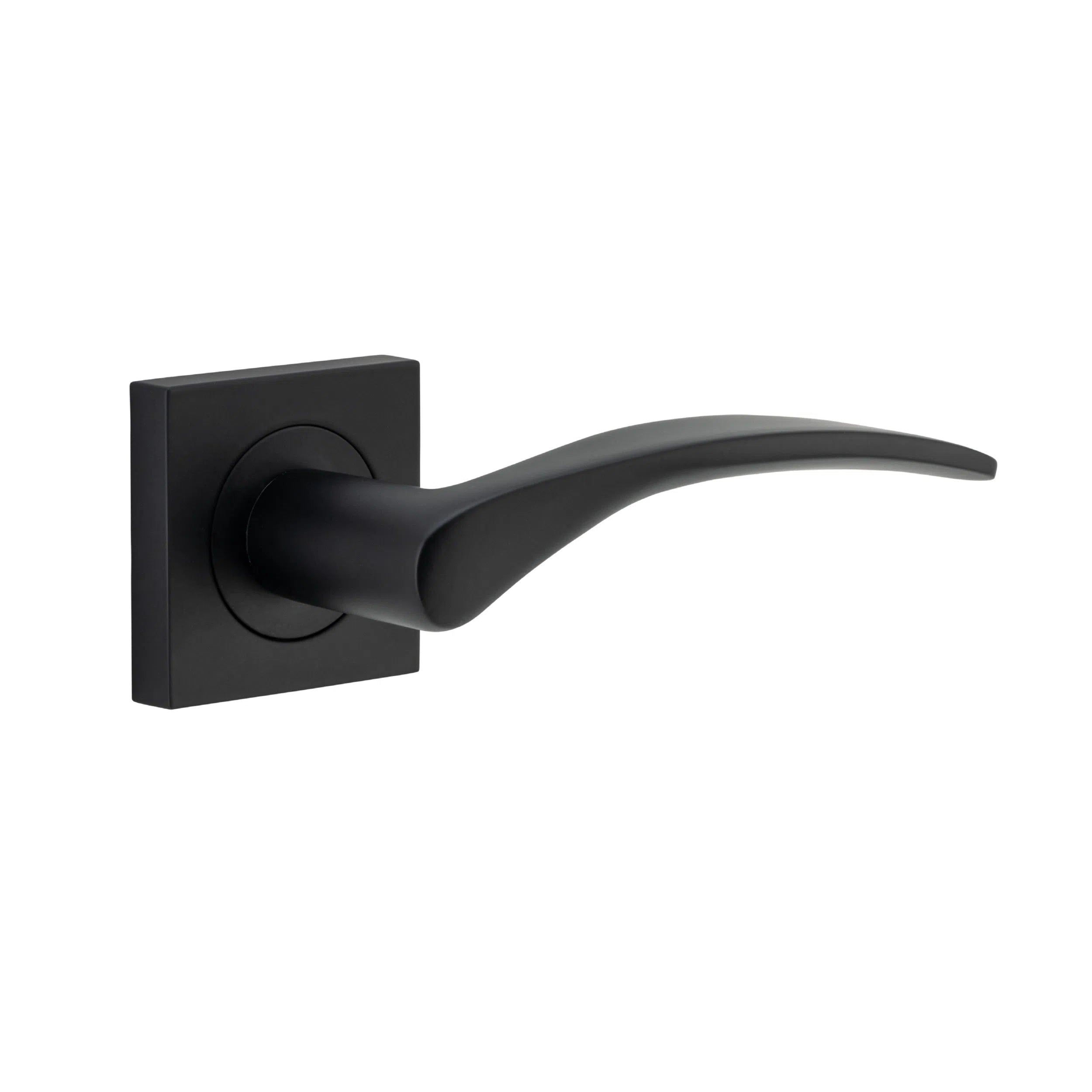 Iver Door Handle Oxford Square Rose Pair Matt Black