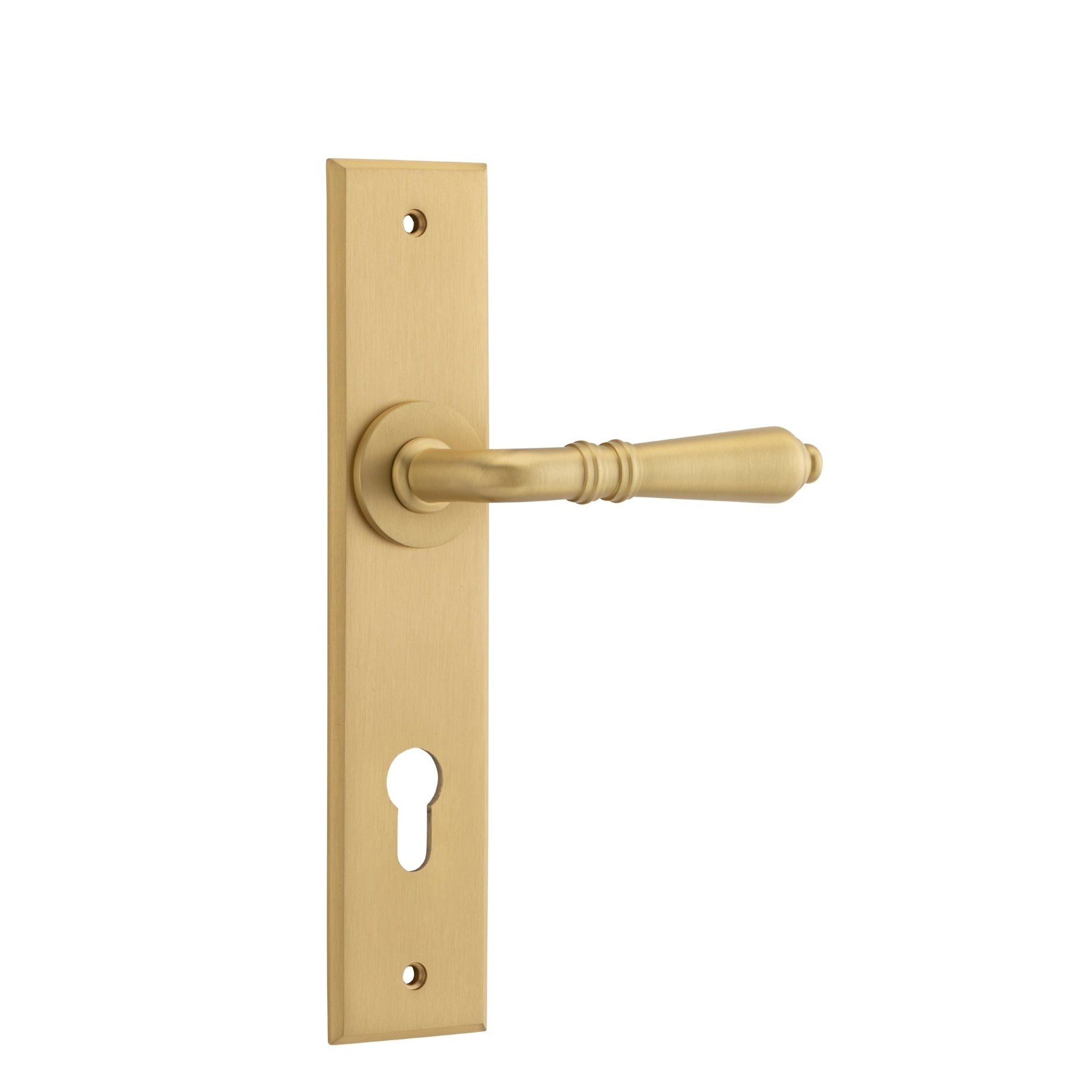 Iver Door Handle Sarlat Chamfered Euro Brushed Brass