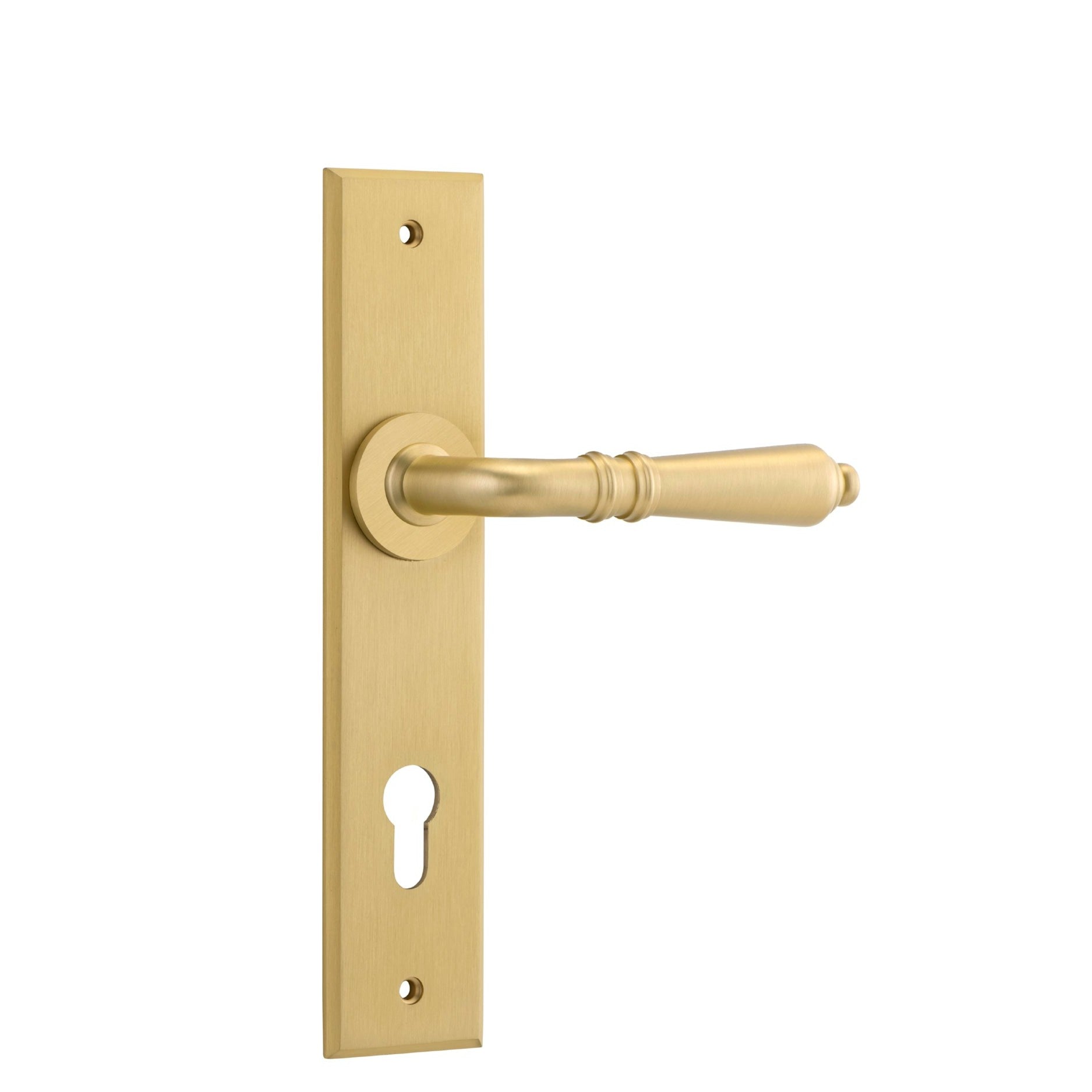 Iver Door Handle Sarlat Chamfered Euro Brushed Gold PVD