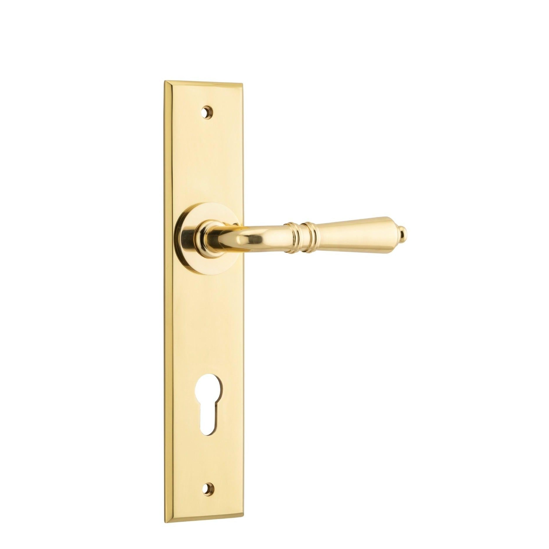 Iver Door Handle Sarlat Chamfered Euro Polished Brass