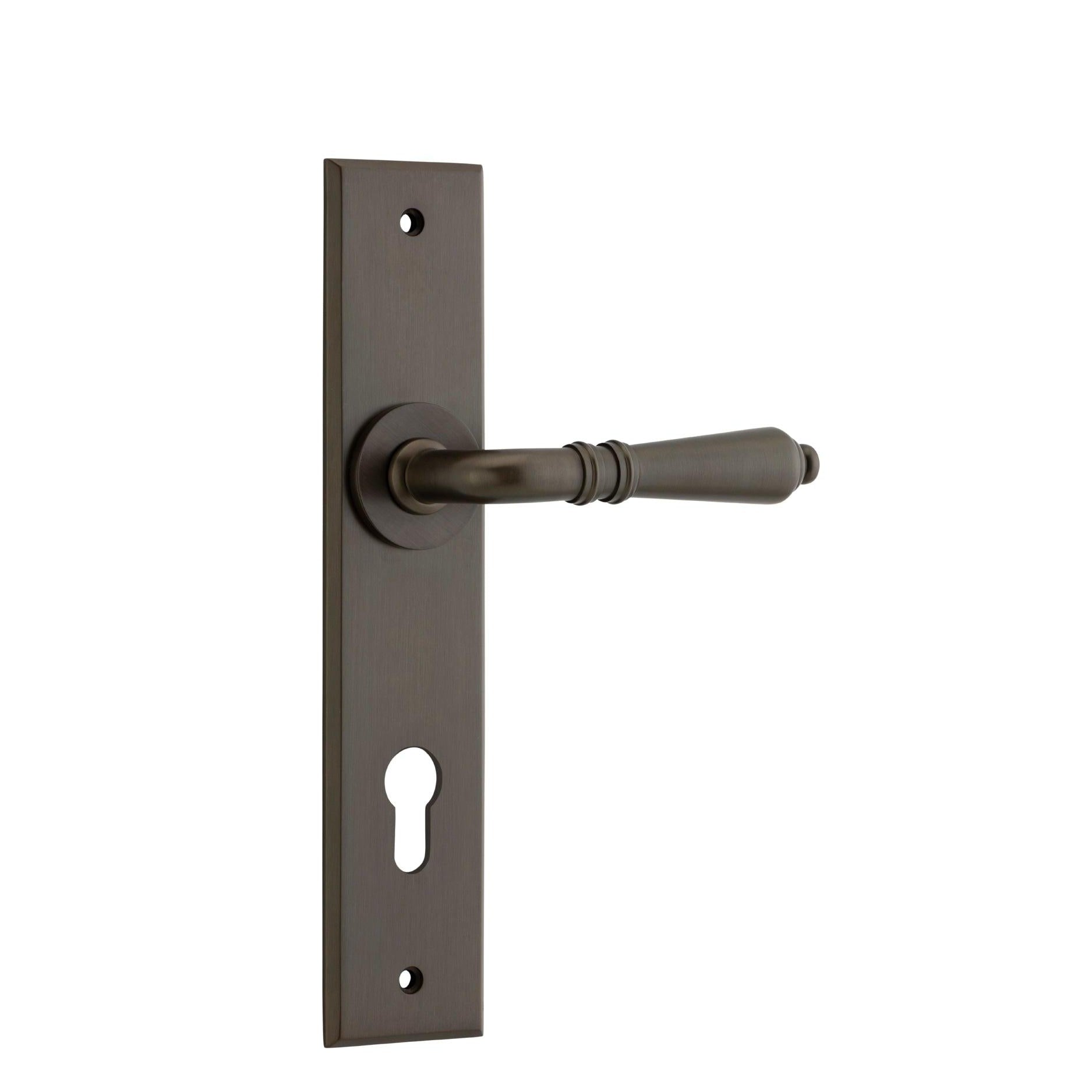 Iver Door Handle Sarlat Chamfered Euro Signature Brass