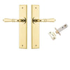 Iver Door Handle Sarlat Chamfered Latch Pair Brushed Gold PVD Passage Kit