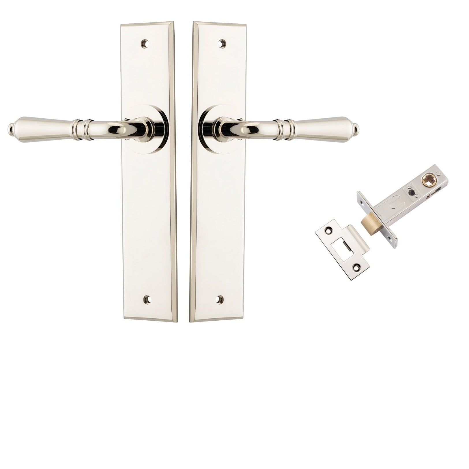 Iver Door Handle Sarlat Chamfered Polished Nickel Passage Kit