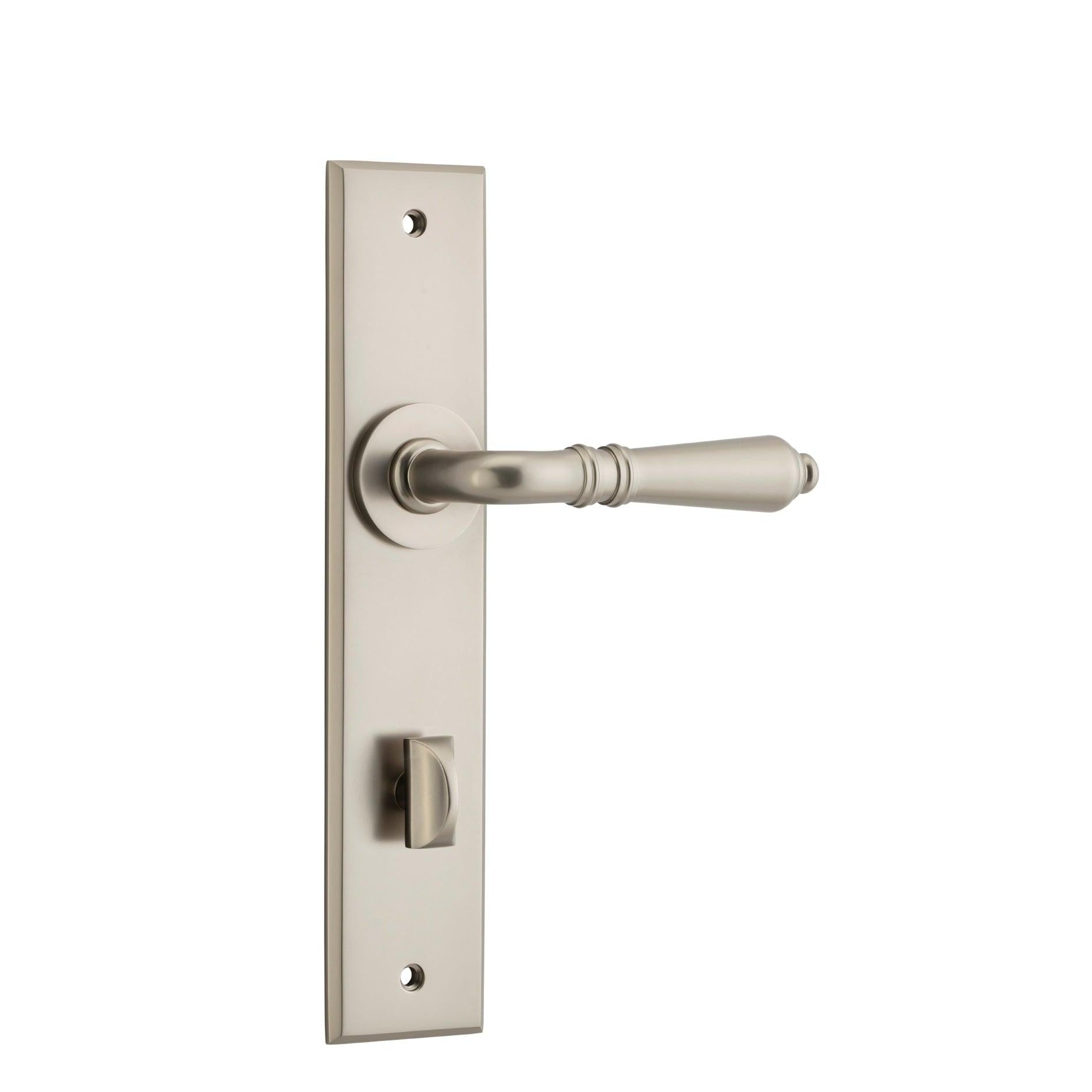 Iver Door Handle Sarlat Chamfered Privacy Satin Nickel