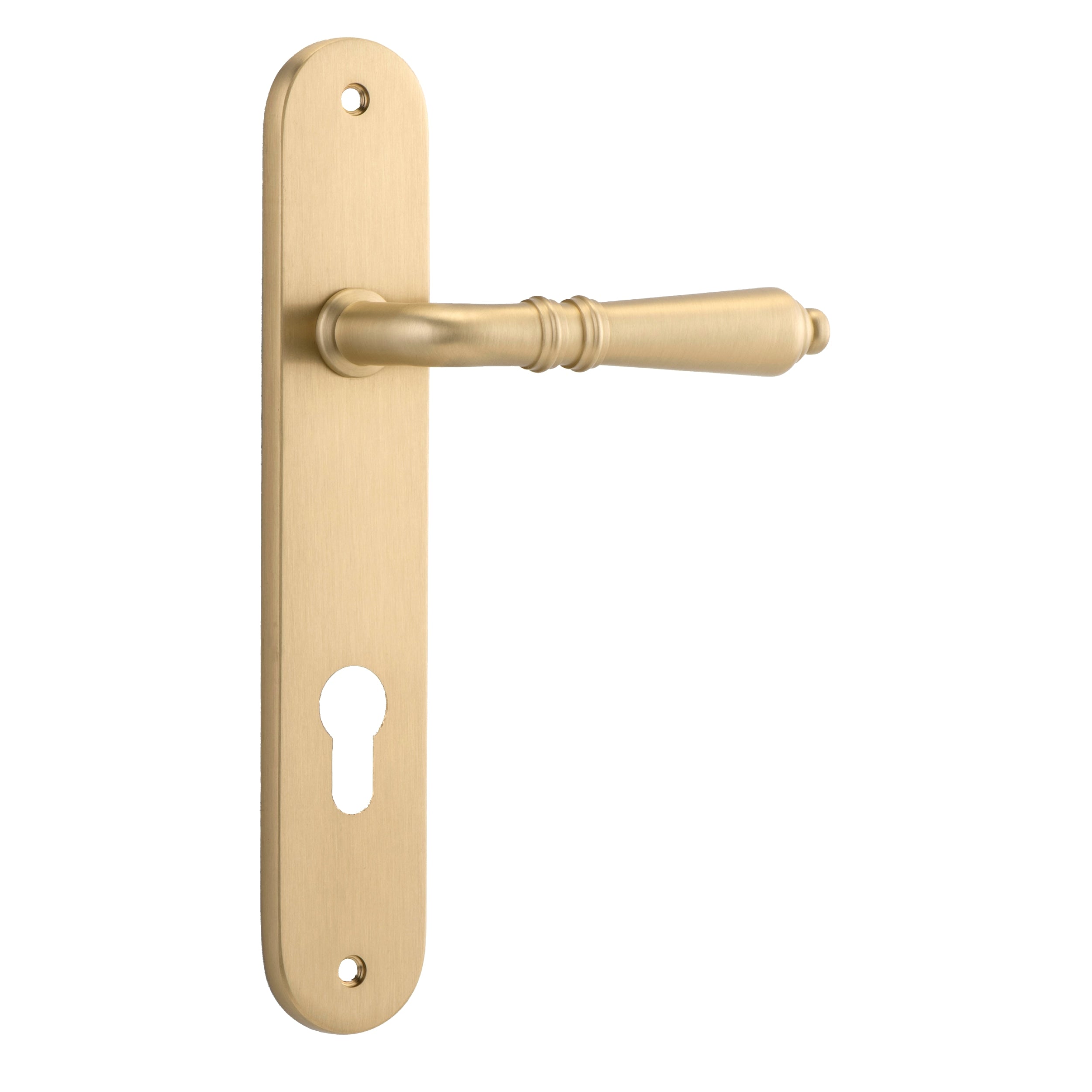 Iver Door Handle Sarlat Oval Euro Pair Brushed Brass