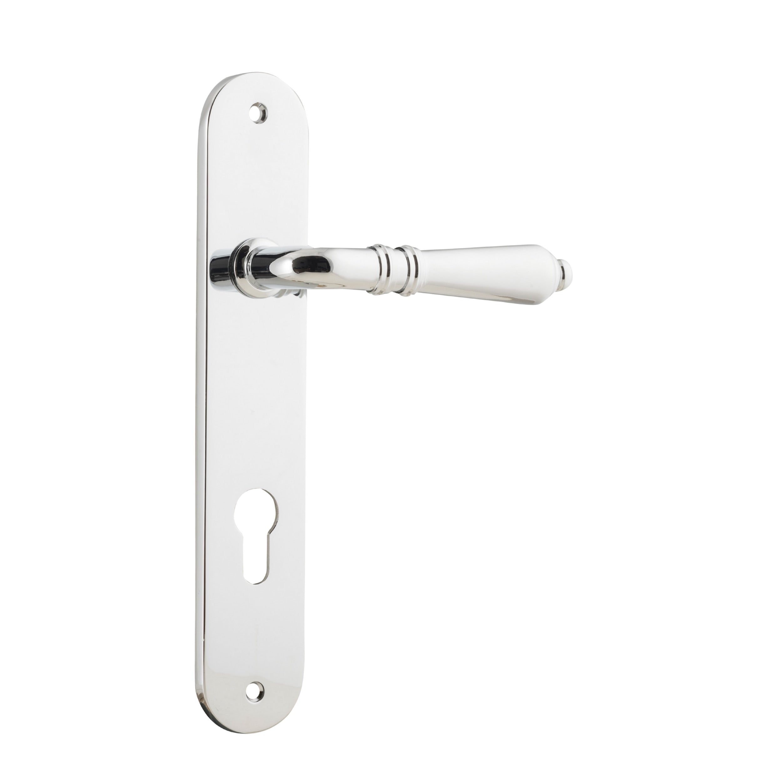 Iver Door Handle Sarlat Oval Euro Pair Polished Chrome