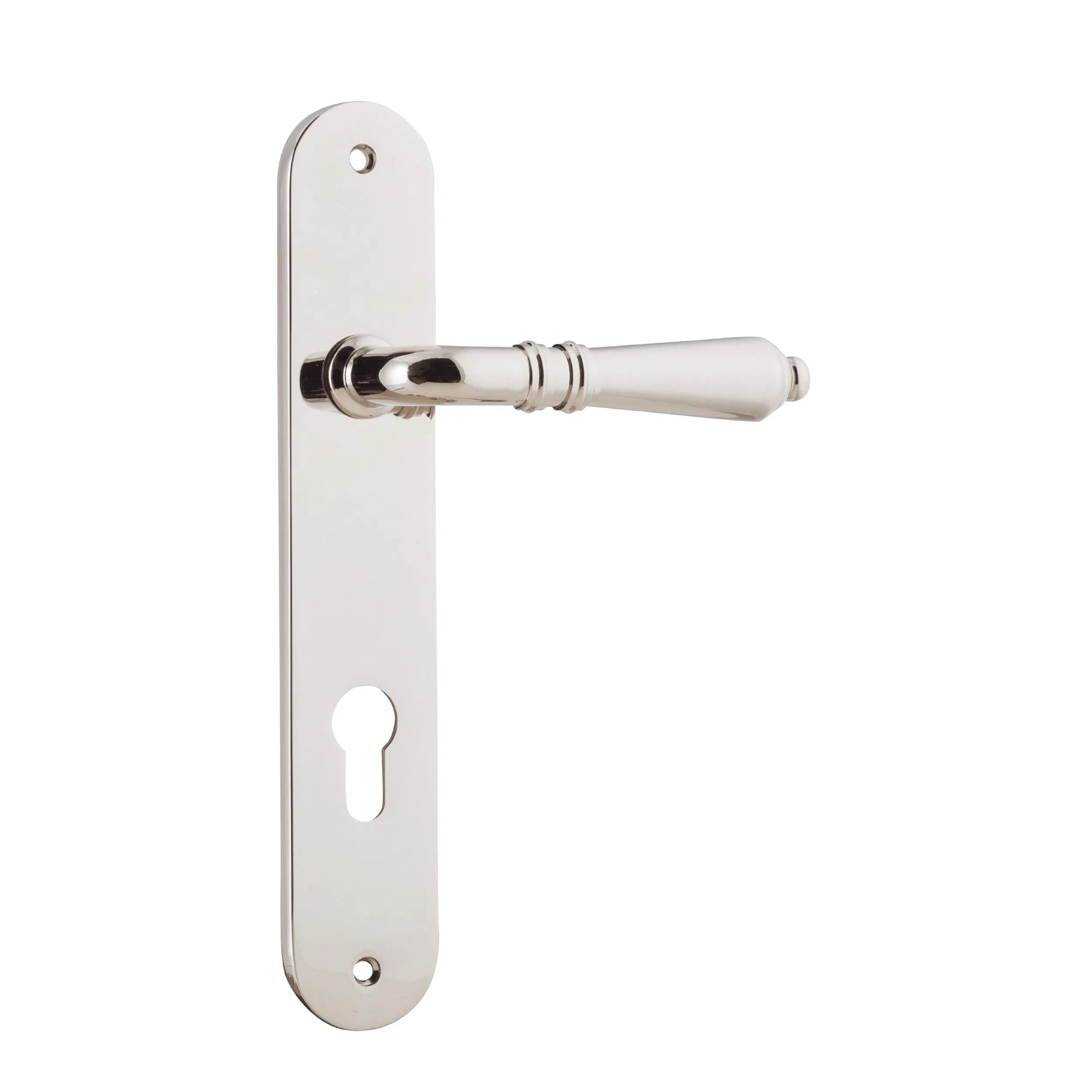 Iver Door Handle Sarlat Oval Euro Pair Polished Nickel