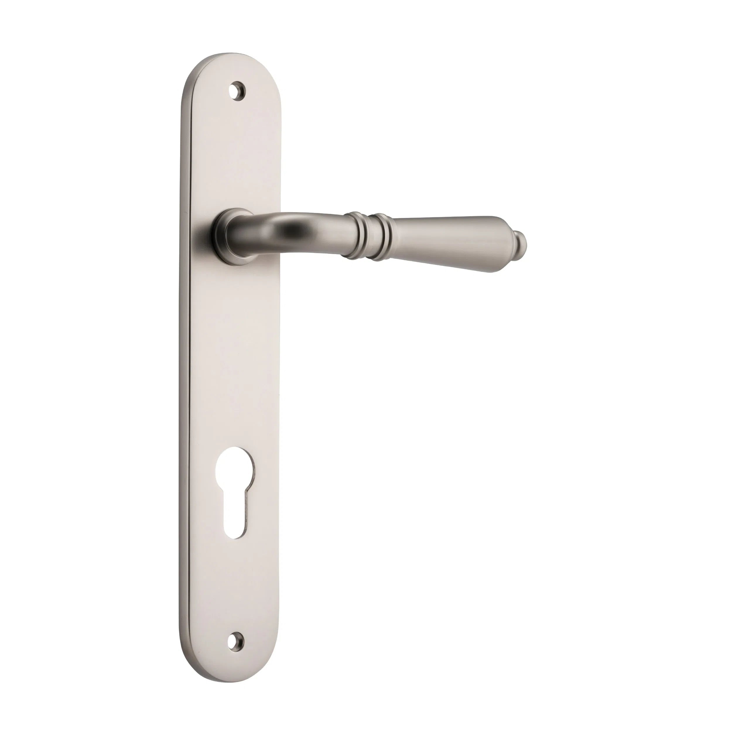 Iver Door Handle Sarlat Oval Euro Pair Satin Nickel