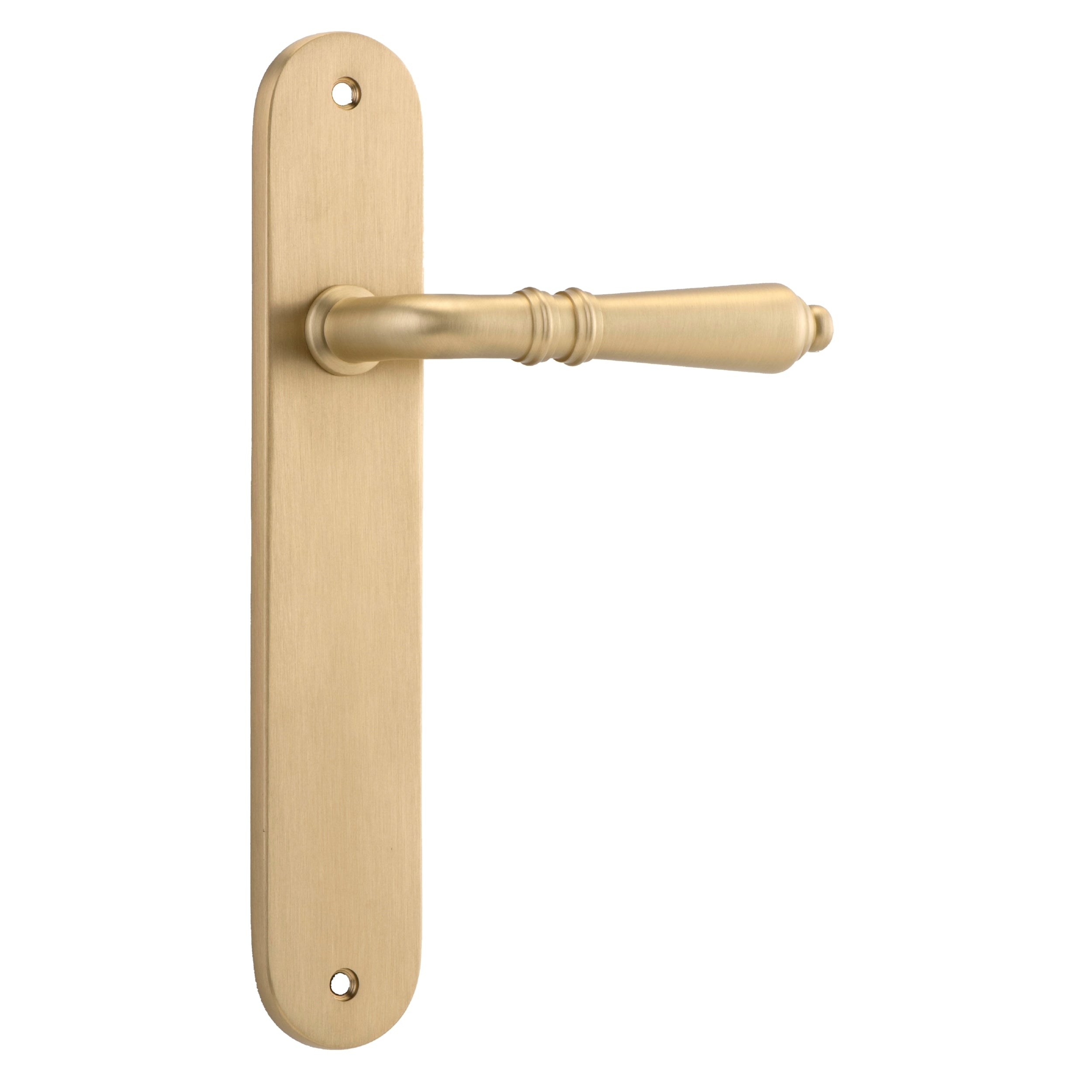 Iver Door Handle Sarlat Oval Latch Pair Brushed Brass