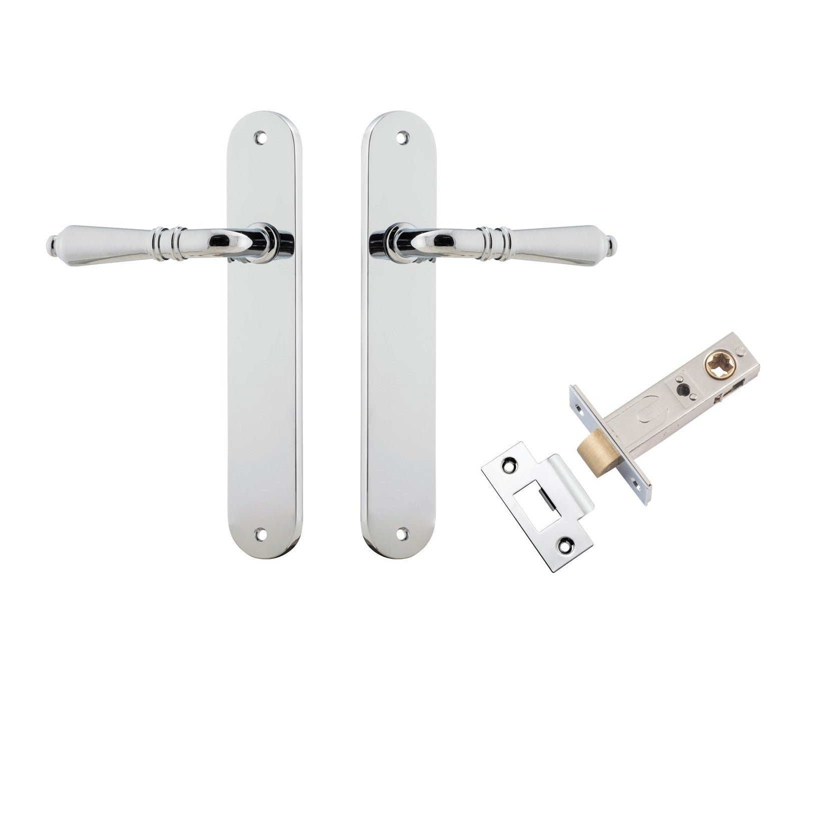 Iver Door Handle Sarlat Oval Latch Polished Chrome Passage Kit