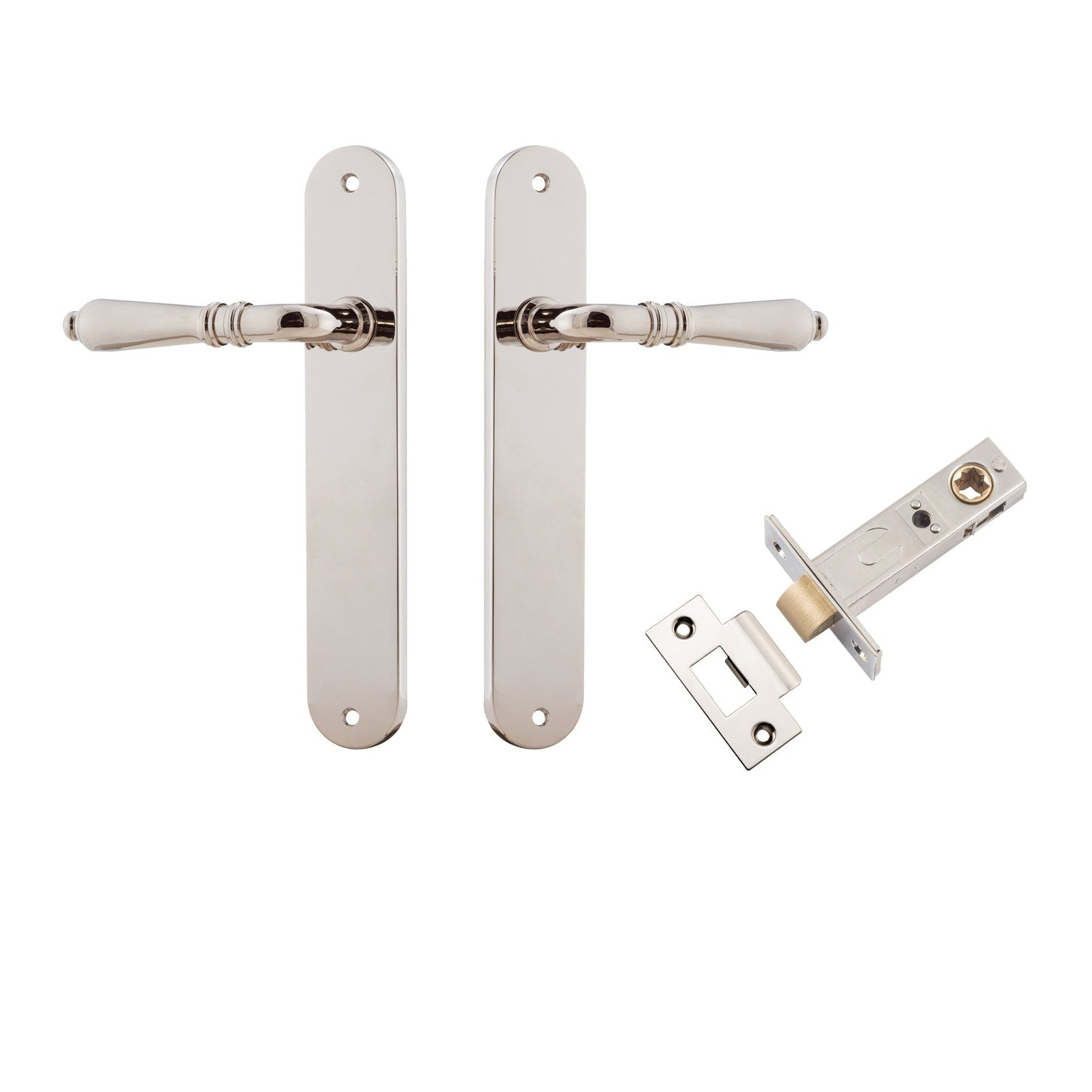 Iver Door Handle Sarlat Oval Latch Polished Nickel Passage Kit