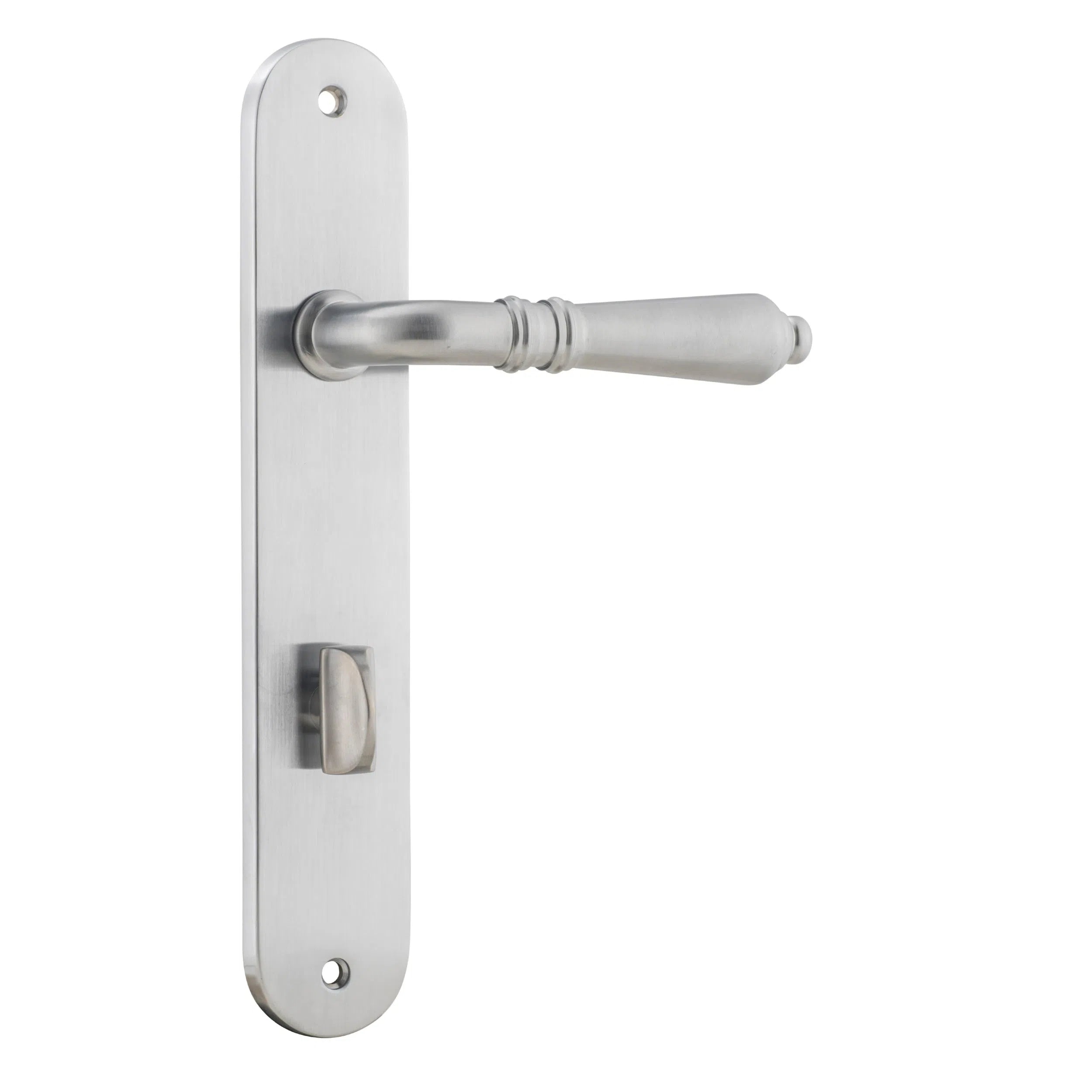 Iver Door Handle Sarlat Oval Privacy Pair Brushed Chrome