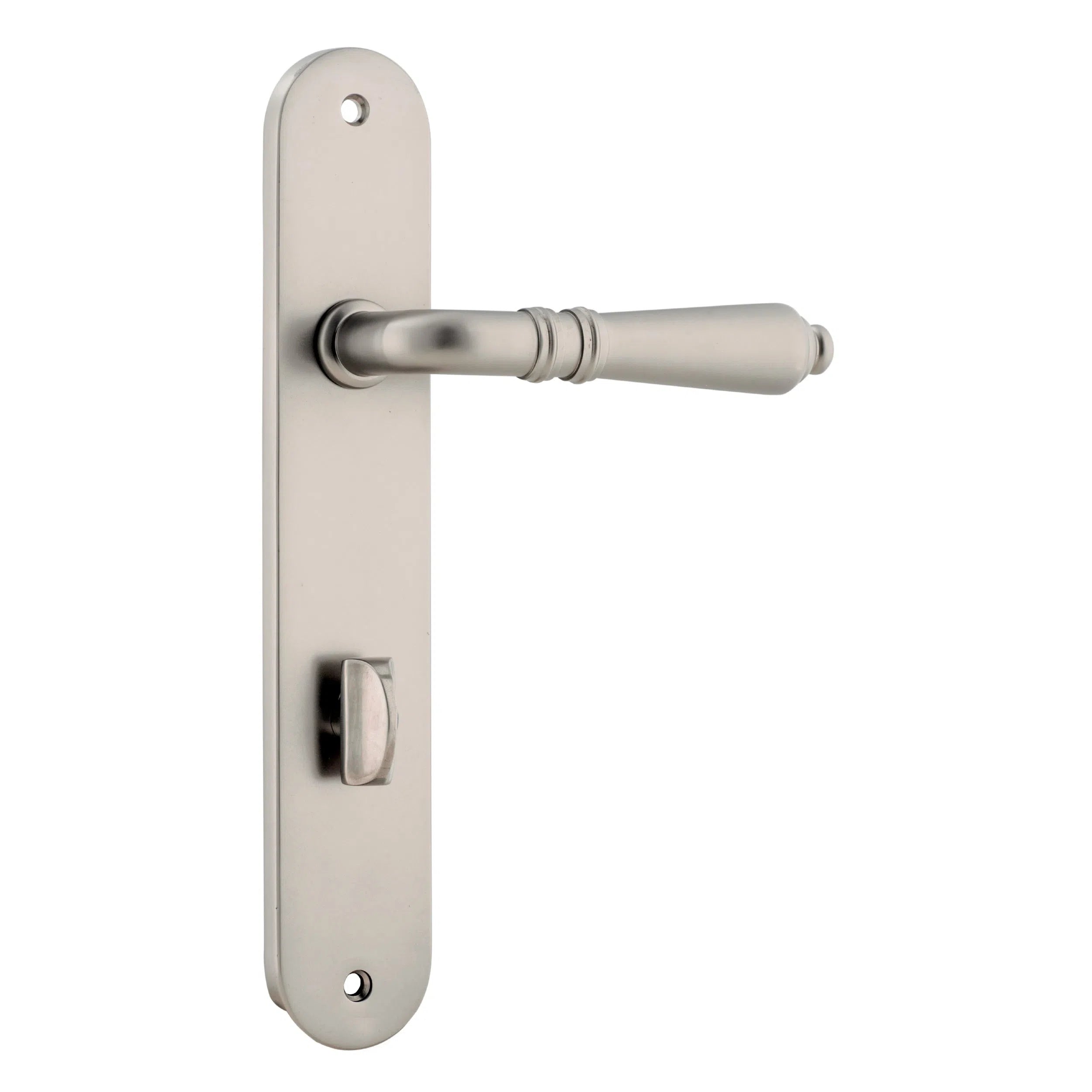 Iver Door Handle Sarlat Oval Privacy Pair Satin Nickel