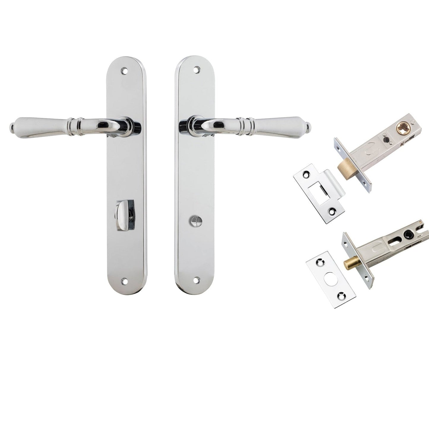 Iver Door Handle Sarlat Oval Privacy Polished Chrome Inbuilt Privacy Kit
